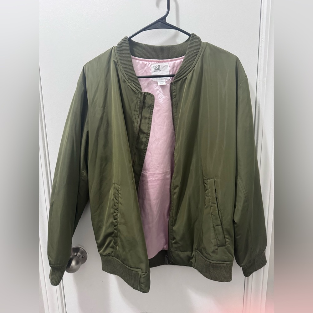 RSQ Pink Lined Bomber Jacket